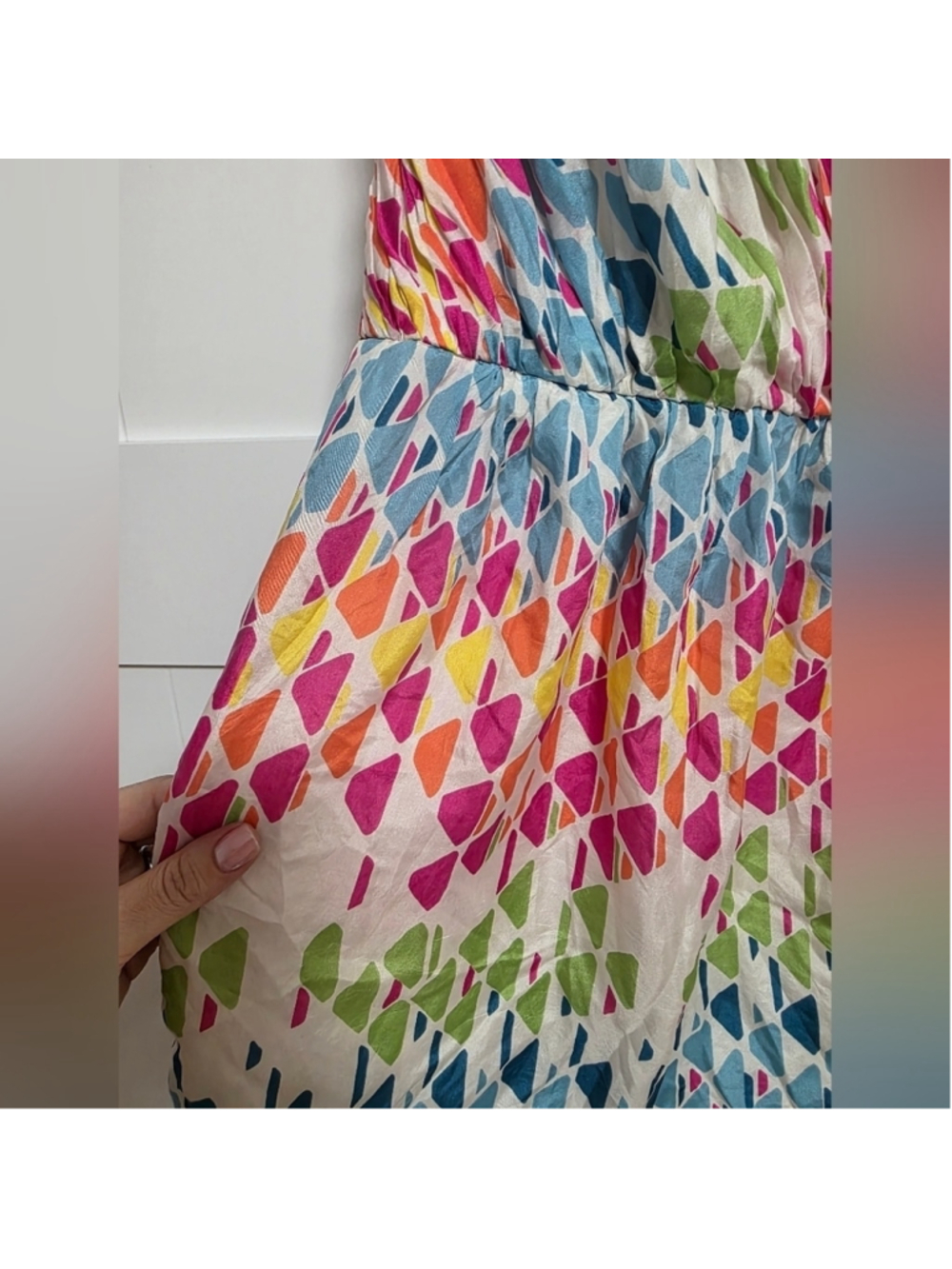 Shoshanna Mia Bright Colorful Lalique Print Silk Party Dress - Picture 9 of 15
